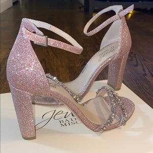 Jewel Badgley Mischka Sparkling Rose Gold Heels